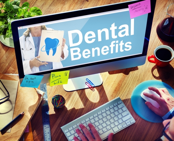 computer screen displaying dental benefits message