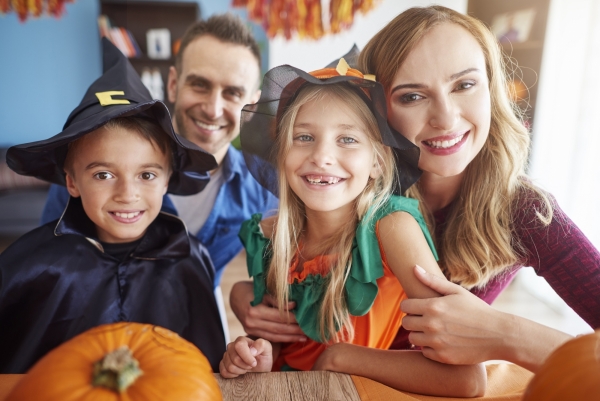 family enjoying a Halloween celebration